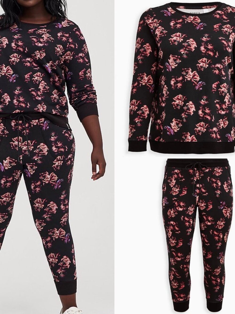 SET: Torrid Everyday Fleece Floral Active Sweatshirt/Jogger 2X
